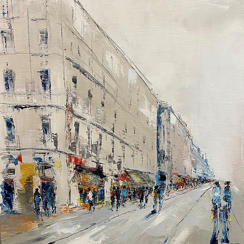 Painting Rue Passante by Raffin Christian | Painting Figurative Urban Oil