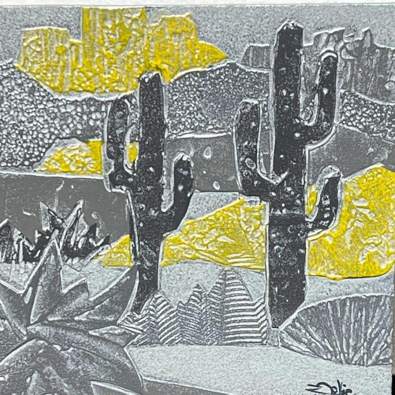 Painting 8d Desert; Argent et Jaune by Devie Bernard  | Painting Subject matter Acrylic, Cardboard Landscapes