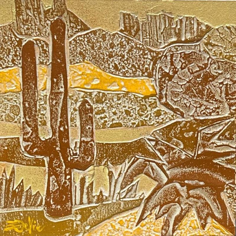 Peinture 7c Desert; Or et Jaune d'Or par Devie Bernard  | Tableau Figuratif Matiérisme Paysages Carton Acrylique