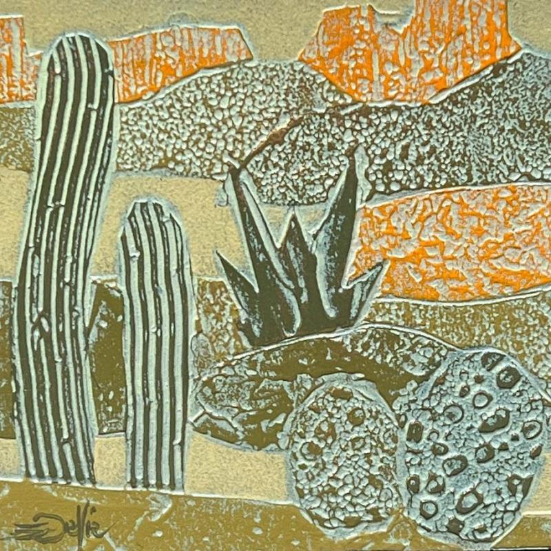 Painting 6e Desert; Bronze et Jaune Orange by Devie Bernard  | Painting Figurative Subject matter Landscapes Cardboard Acrylic