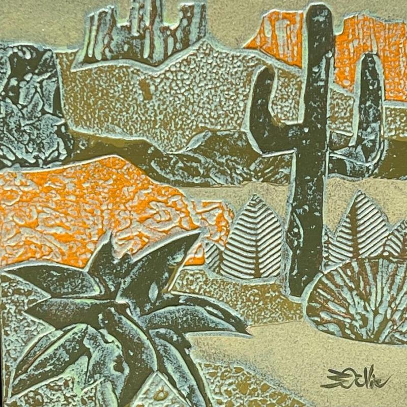 Peinture 6b Desert; Bronze et Jaune Orange par Devie Bernard  | Tableau Figuratif Matiérisme Paysages Carton Acrylique