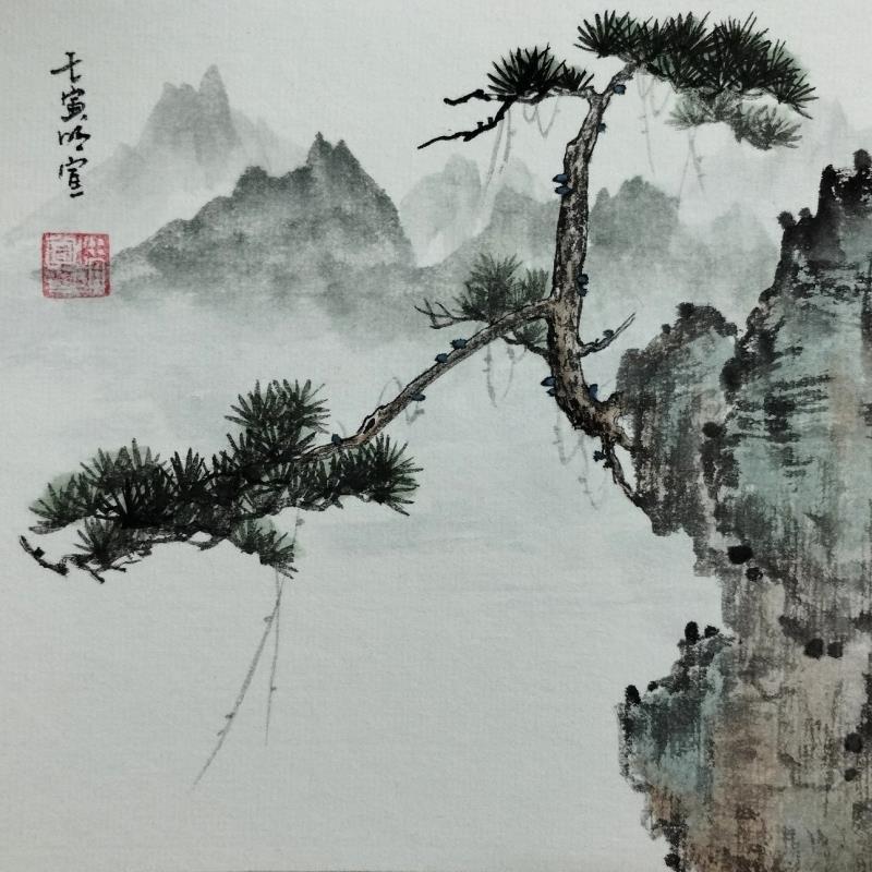 Painting Pinetree on the cliff 2 by Du Mingxuan | Carré d'artistes