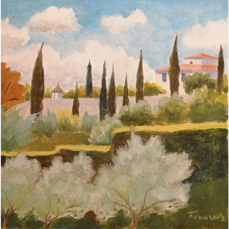 Gemälde Un bel été en Toscane von Foucras François | Gemälde Figurativ Landschaften Alltagsszenen Acryl