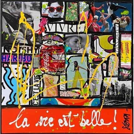 Painting La vie est belle by Costa Sophie | Painting Pop-art Acrylic, Gluing, Posca, Upcycling