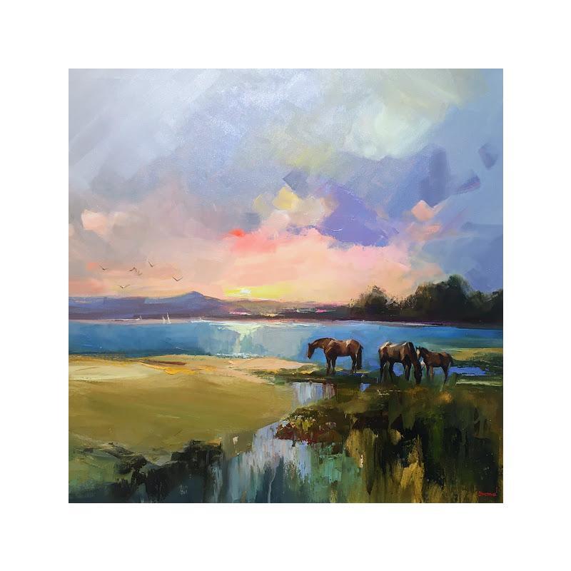 Painting Hot Valley by Bond Tetiana | Painting Figurative Oil Animals, Landscapes