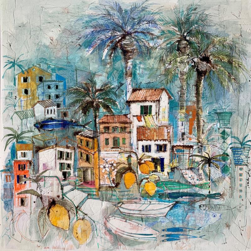 Gemälde balade en Méditerranée von Colombo Cécile | Gemälde Figurativ Acryl, Pastell Landschaften