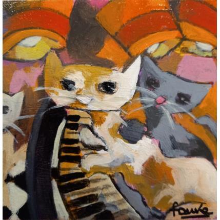 Painting Mes 3 chats by Fauve | Painting Figurative Acrylic Animals, Life style