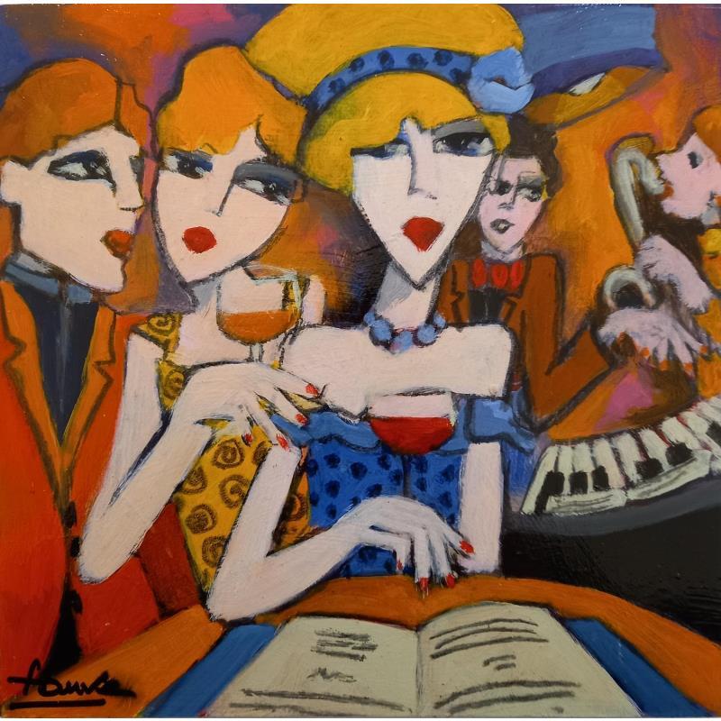 Painting Sage soirée by Fauve | Painting Figurative Acrylic, Wood Life style, Pop icons