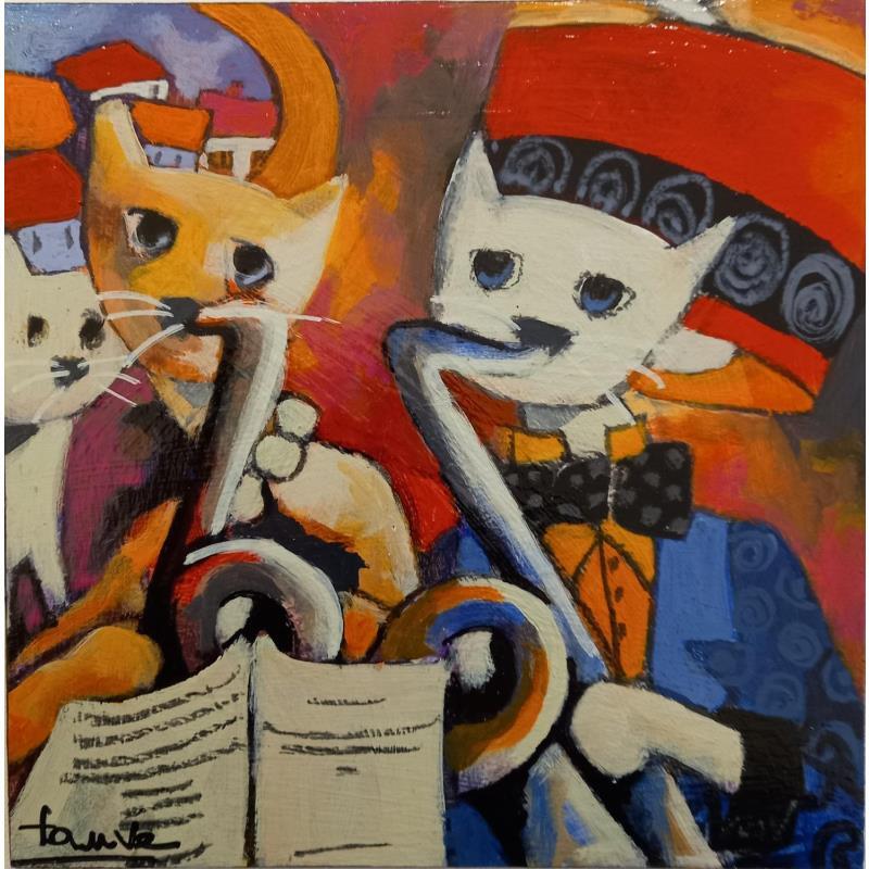 Painting Complicité by Fauve | Painting Figurative Acrylic, Wood Animals, Life style, Pop icons