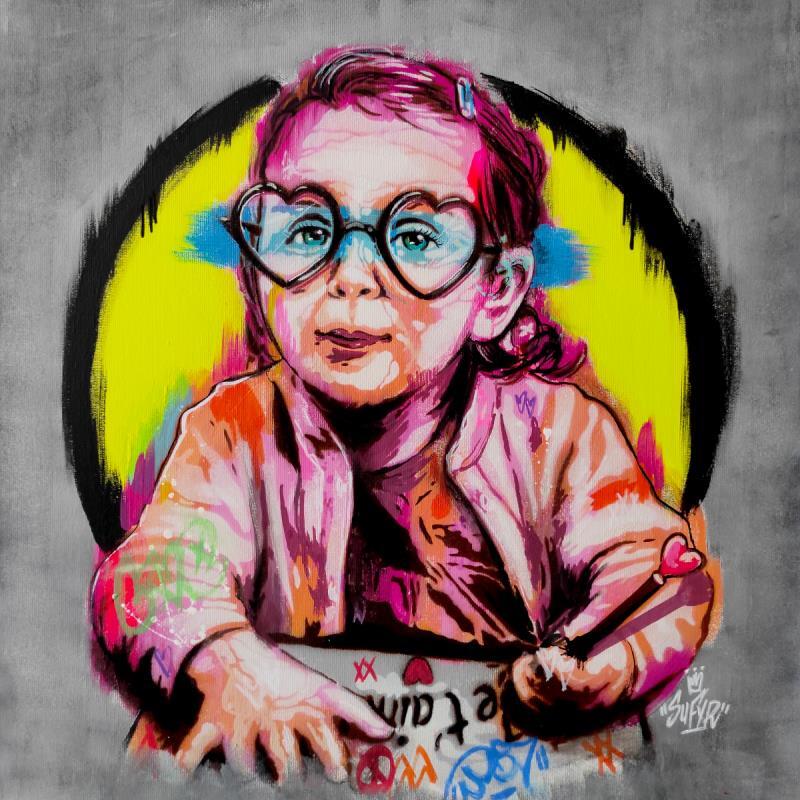 Painting Je t'aime by Sufyr | Painting Street art Acrylic, Graffiti Portrait