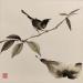 Painting blackbird's temptations by De Giorgi Mauro | Painting Figurative Landscapes Animals Black & White