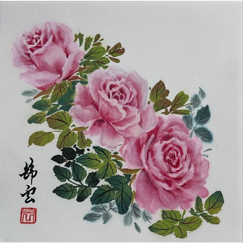 Painting Rose rose by Tayun | Painting Figurative Still-life Ink