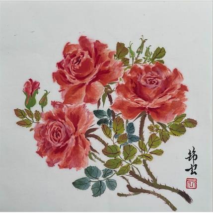 Painting Roses orange by Tayun | Painting Figurative Mixed still-life