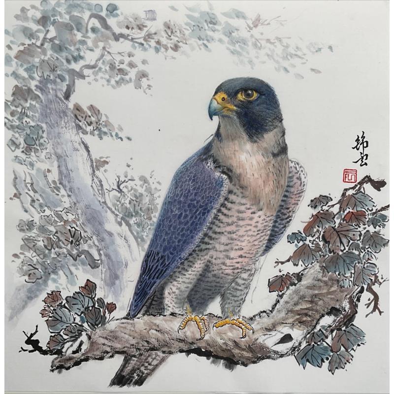 Peinture Faucon par Tayun | Tableau Figuratif Animaux Encre