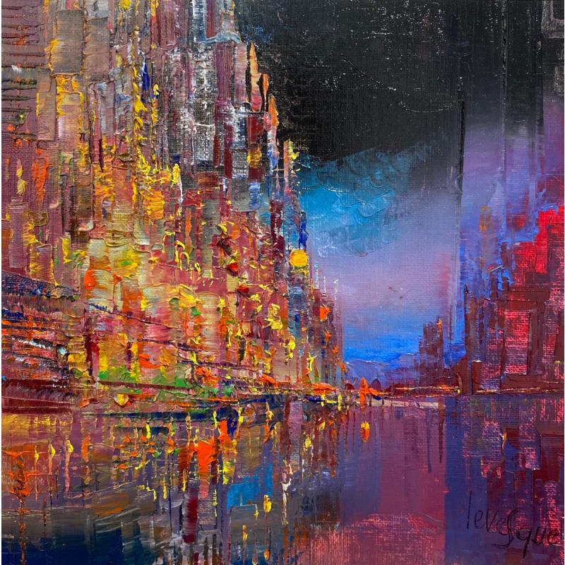 Painting A la nuit tombée by Levesque Emmanuelle | Painting Figurative Urban Oil