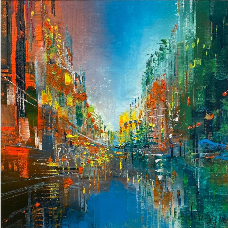 Painting Au-dessus du canal by Levesque Emmanuelle | Painting Figurative Urban Oil