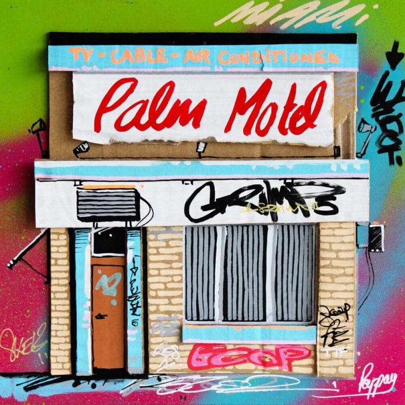 Painting Motel miami by Pappay | Painting Street art Mixed Urban