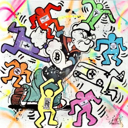 Painting Popeye de Luxe Vs Keith Haring by Cornée Patrick | Painting Pop-art Pop icons