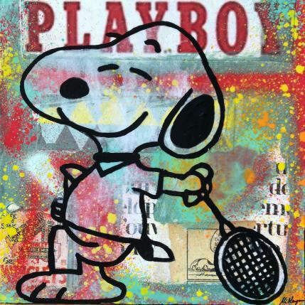 Peinture Snoopy tennis par Kikayou | Tableau Pop Art Mixte icones Pop