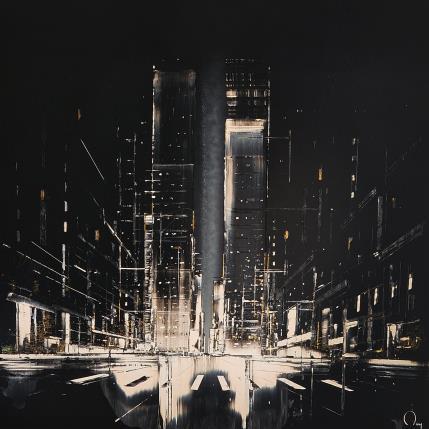 Painting Nocturn by Rey Julien | Painting Figurative Mixed Black & White, Urban