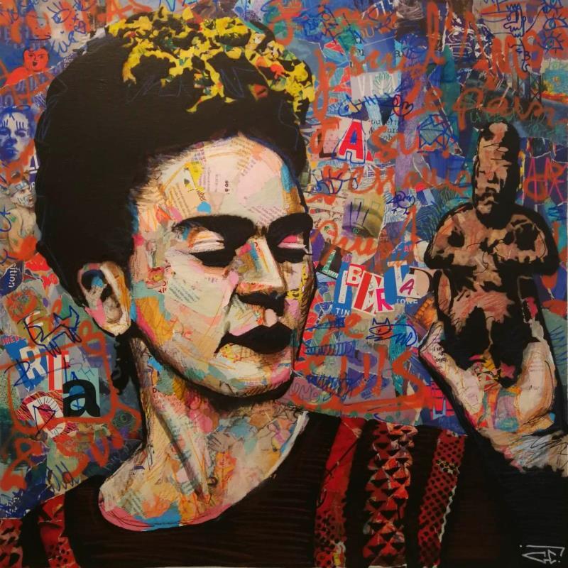 Painting Frida by G. Carta | Painting Pop art Acrylic, Gluing, Graffiti Pop icons