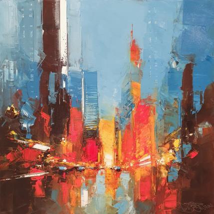 Painting Manhattan evening by Castan Daniel | Painting Figurative Oil Landscapes, Urban