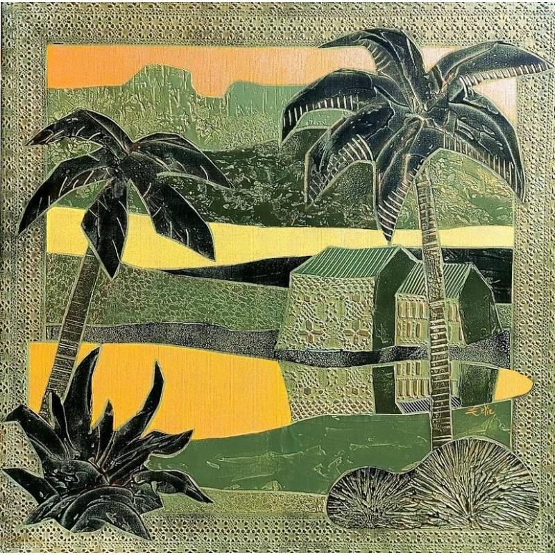 Painting Crépuscule sous les palmiers by Devie Bernard  | Painting Subject matter