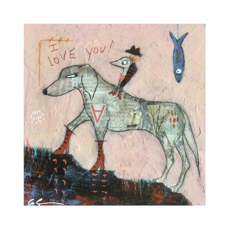 Painting I love you ! by Colin Sylvie | Painting Raw art Animals Mixed