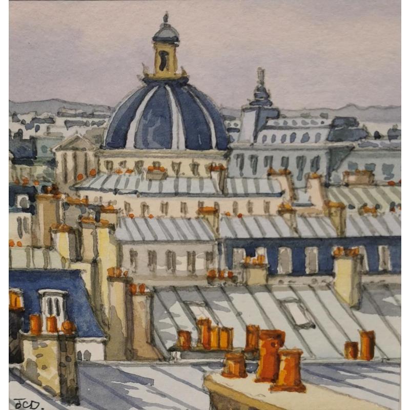 Painting Paris horizon by Decoudun Jean charles | Painting Figurative Watercolor Landscapes Urban Life style