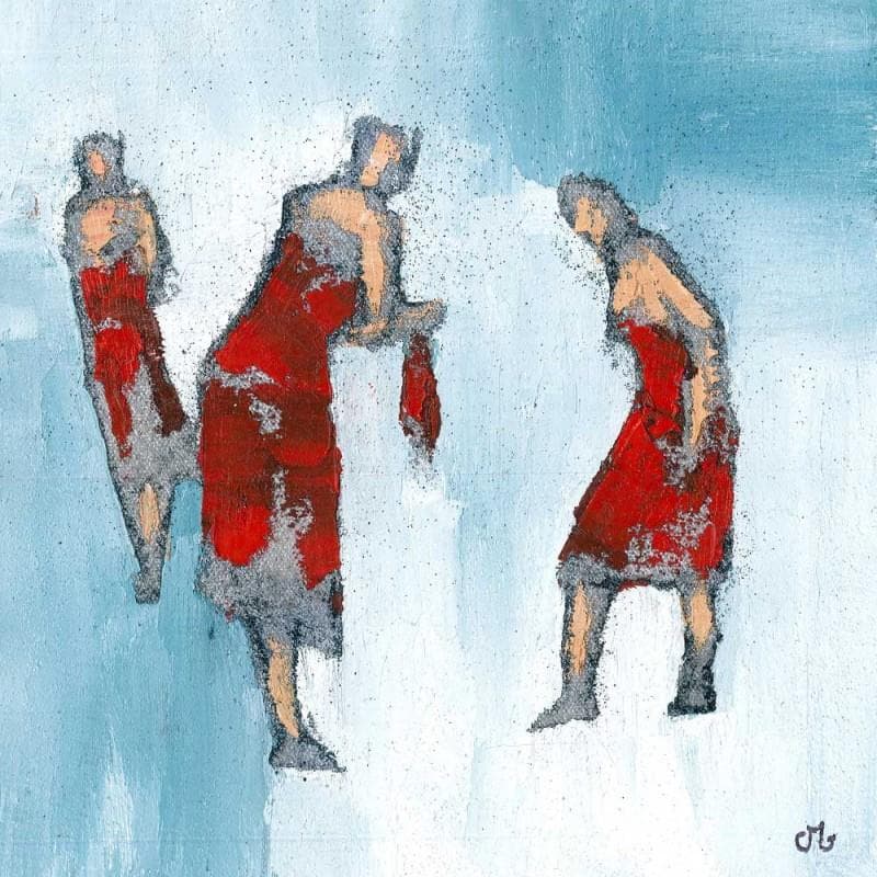 Painting Le foulard rouge by Malfreyt Corinne | Painting Figurative Mixed Life style