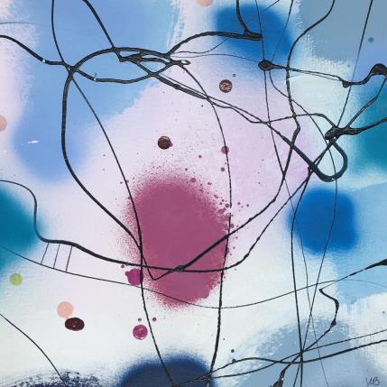Painting Hold on blue pink by Bjerker | Painting Abstract Acrylic