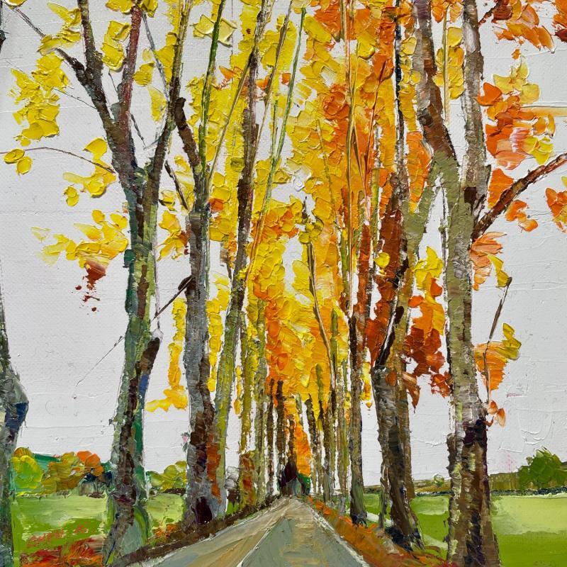 Painting The road in autumn  by Chen Xi | Painting Figurative Oil Landscapes, Nature, Pop icons