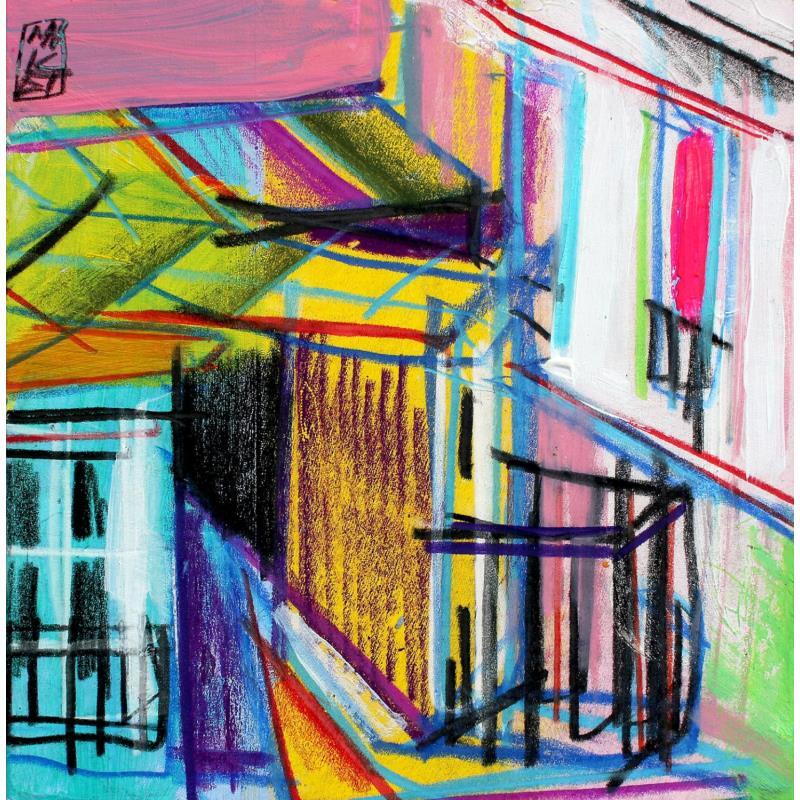Painting Croissants au balcon by Anicet Olivier | Painting Figurative Acrylic Urban