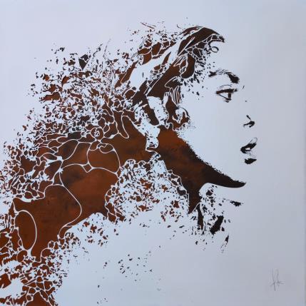 Painting She's like the wind by Louafi Valentine | Painting Figurative Mixed Minimalist, Portrait