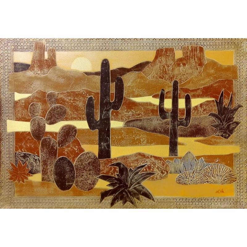 Peinture Aurore dans le désert par Devie Bernard  | Tableau Art Singulier Mixte Paysages