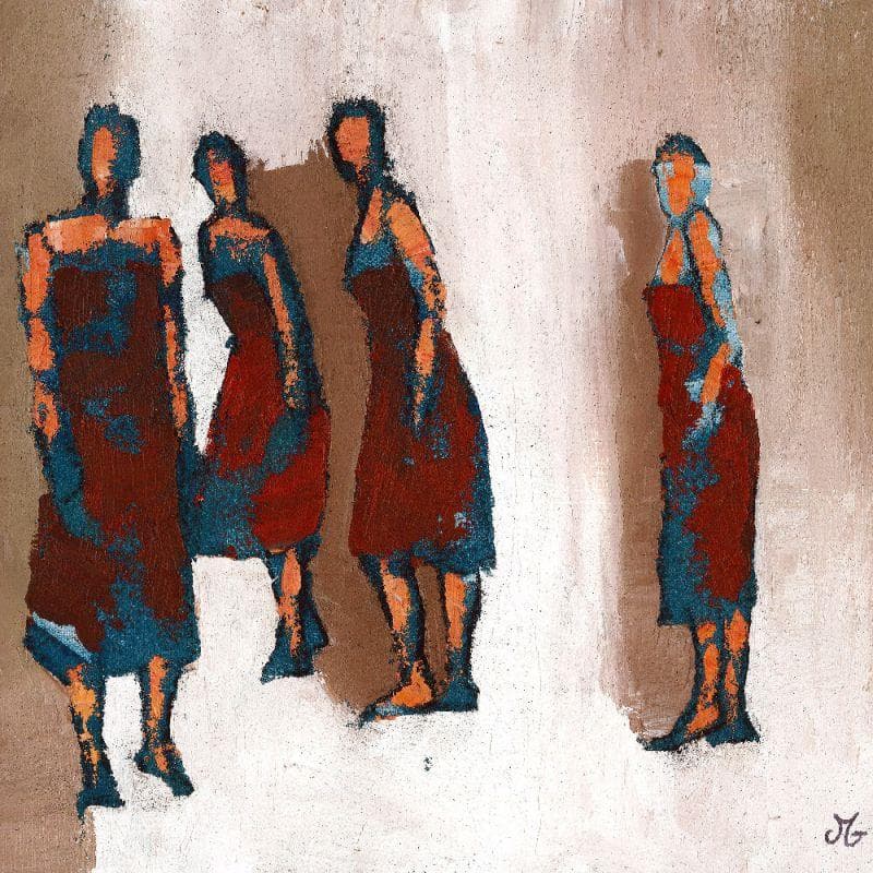 Painting Amis intimes by Malfreyt Corinne | Painting Figurative Mixed Life style
