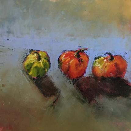 Painting 3 Piments by Morales Géraldine | Painting Figurative Oil still-life