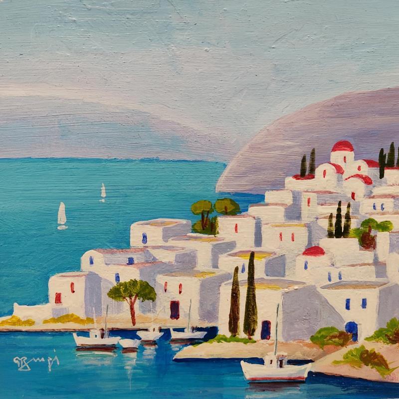 Painting Village grec I by Burgi Roger | Painting Figurative Mixed Landscapes Marine