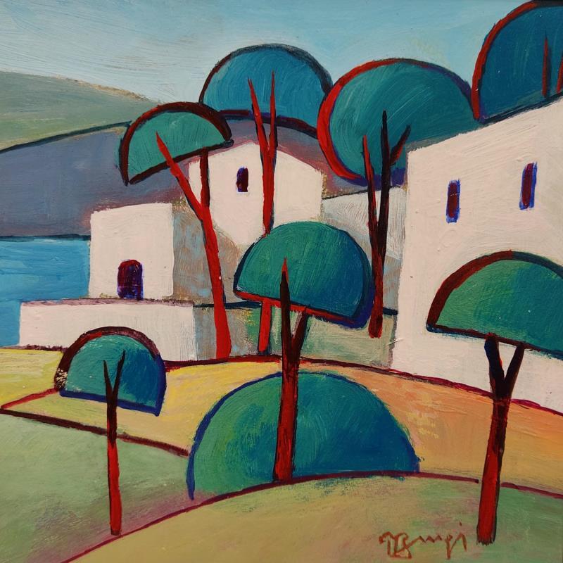 Painting Les maisons blanches II by Burgi Roger | Painting Figurative Landscapes