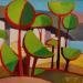 Peinture Les arbres rouges par Burgi Roger | Tableau Figuratif Paysages