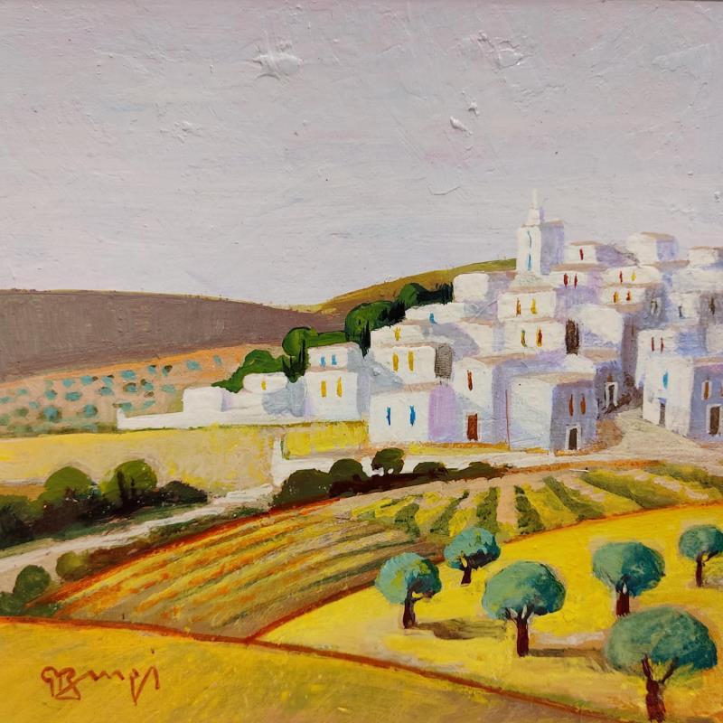 Gemälde Les villages blancs d'Andalousie III von Burgi Roger | Gemälde Figurativ Landschaften Urban Acryl