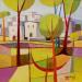 Gemälde Les arbres rouges II von Burgi Roger | Gemälde Figurativ Landschaften Acryl