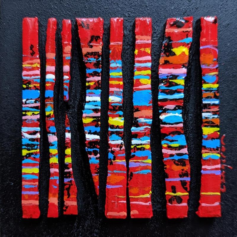 Painting Bc8 impression rouge fine multi by Langeron Luc | Painting Abstract Acrylic, Resin, Wood