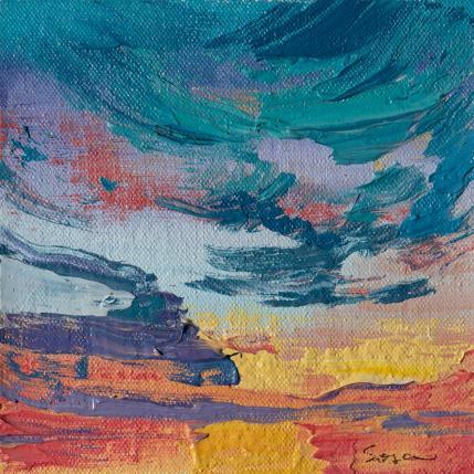 Peinture Sun down par Fran Sosa | Tableau Abstrait Huile Paysages