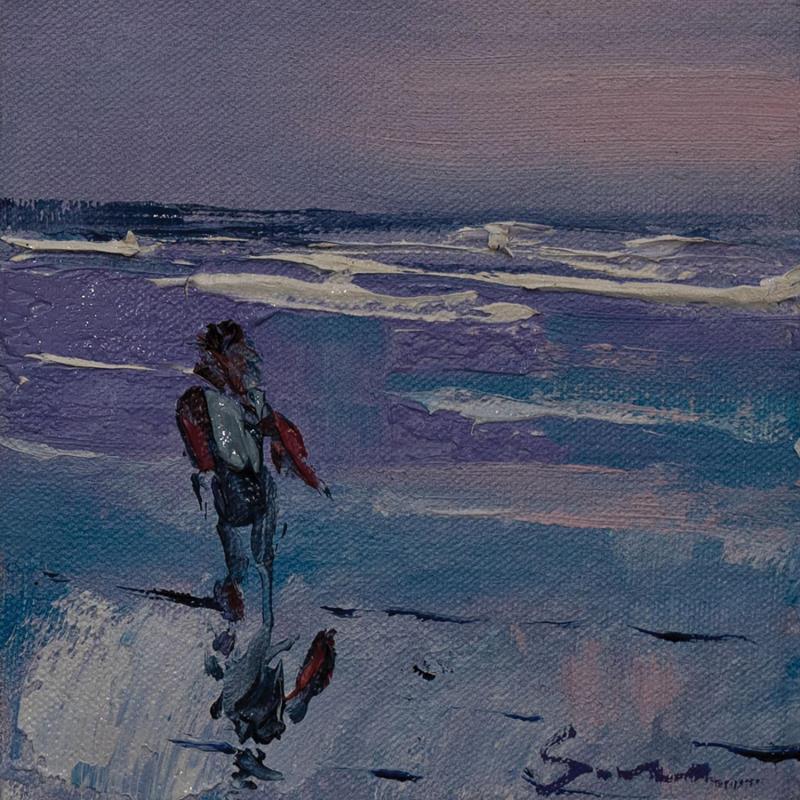 Gemälde Going back to shore von Fran Sosa | Gemälde Figurativ Landschaften Alltagsszenen Minimalistisch Öl