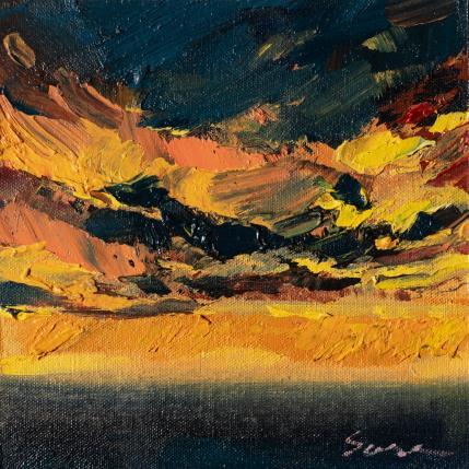 Peinture Horizon un yellow and black par Fran Sosa | Tableau Abstrait Huile Paysages