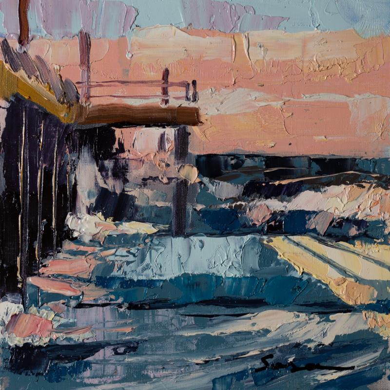 Painting Wooden pier by Fran Sosa | Painting Figurative Marine Oil