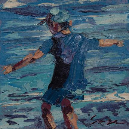 Gemälde Blue like Water von Fran Sosa | Gemälde Figurativ Öl Alltagsszenen, Marine, Pop-Ikonen