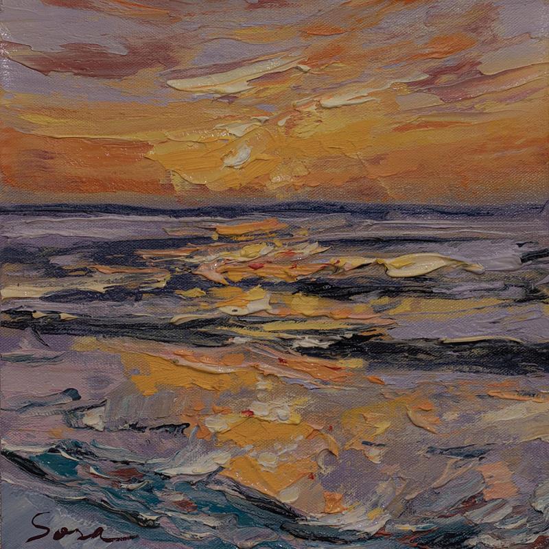 Gemälde Sun over water von Fran Sosa | Gemälde Figurativ Landschaften Marine Öl