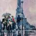 Peinture It rains on the Eiffel Tower par Fran Sosa | Tableau Figuratif Paysages Urbain Scènes de vie Huile